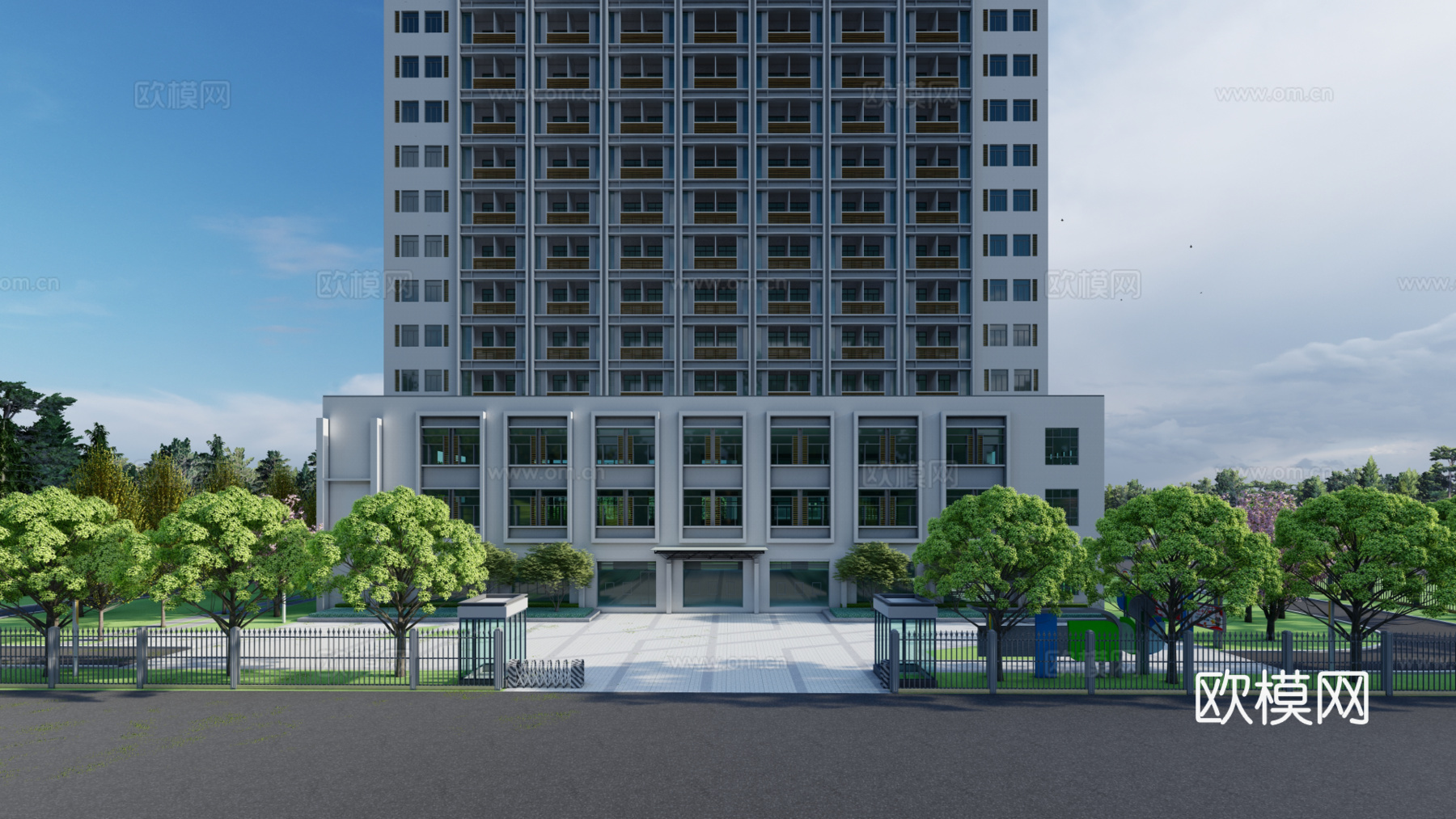 现代医院建筑外观su模型下载