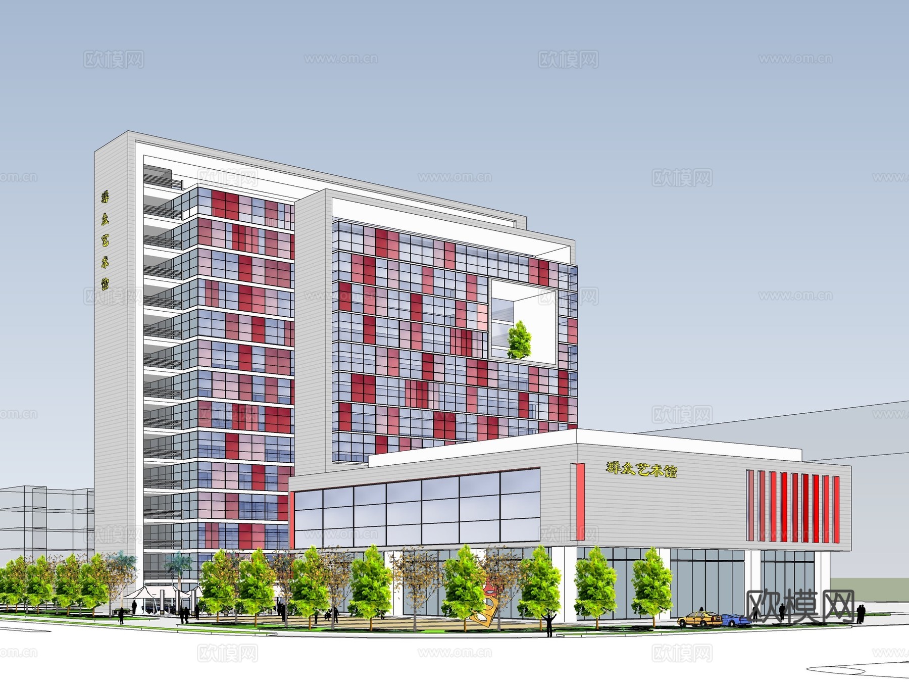 现代办公楼建筑外观su模型下载