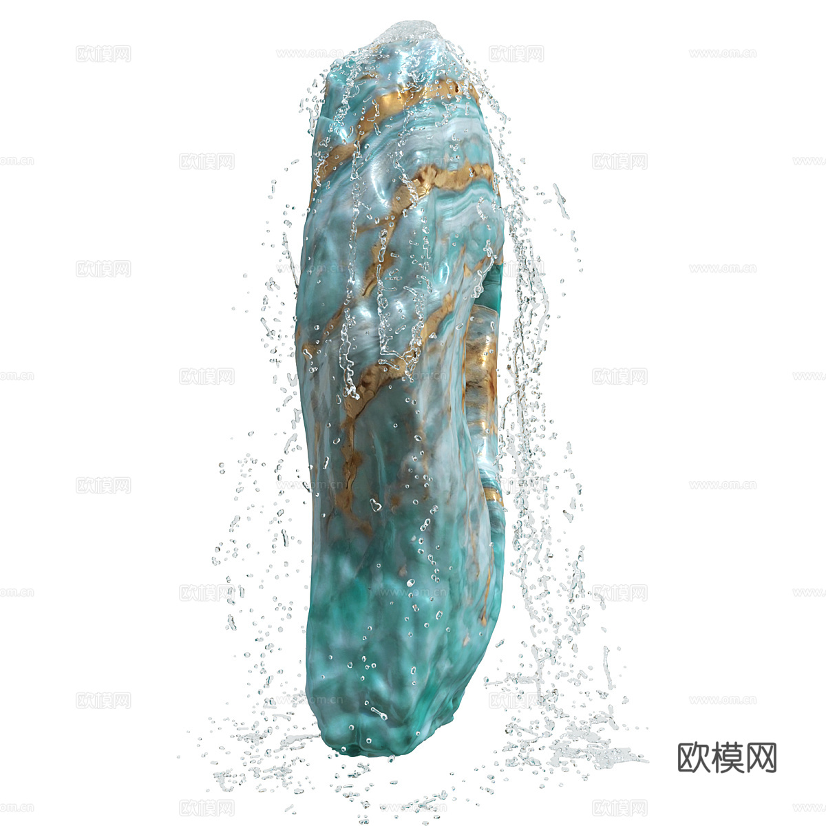 现代意式蓝宝石玛瑙石喷泉雕塑3d模型