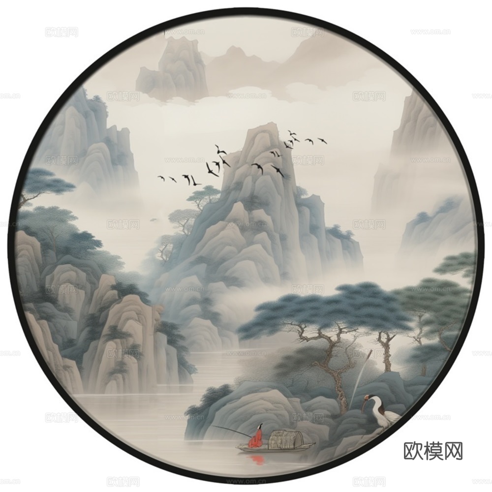 新中式圆形装饰画