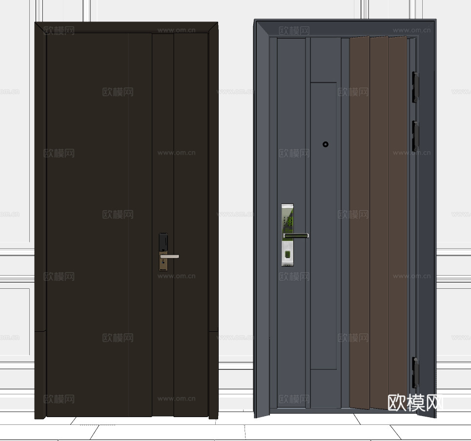 现代房门单开门su模型下载