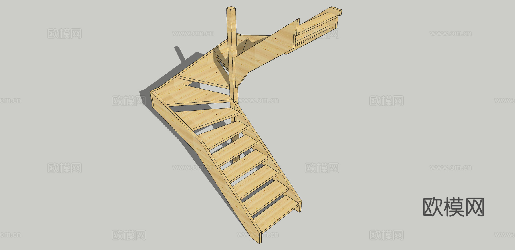 现代转角楼梯su模型下载