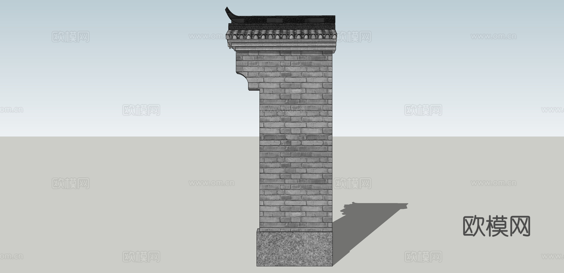 中式古建屋檐构件su模型下载