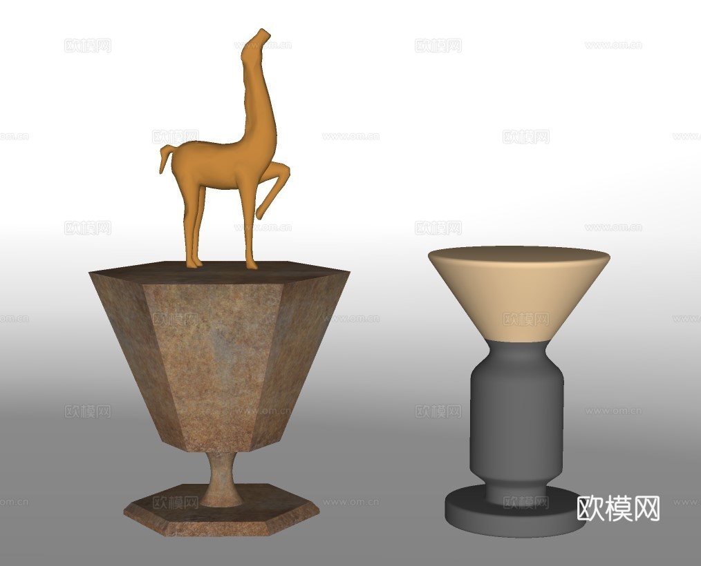 现代茶几边几su模型下载