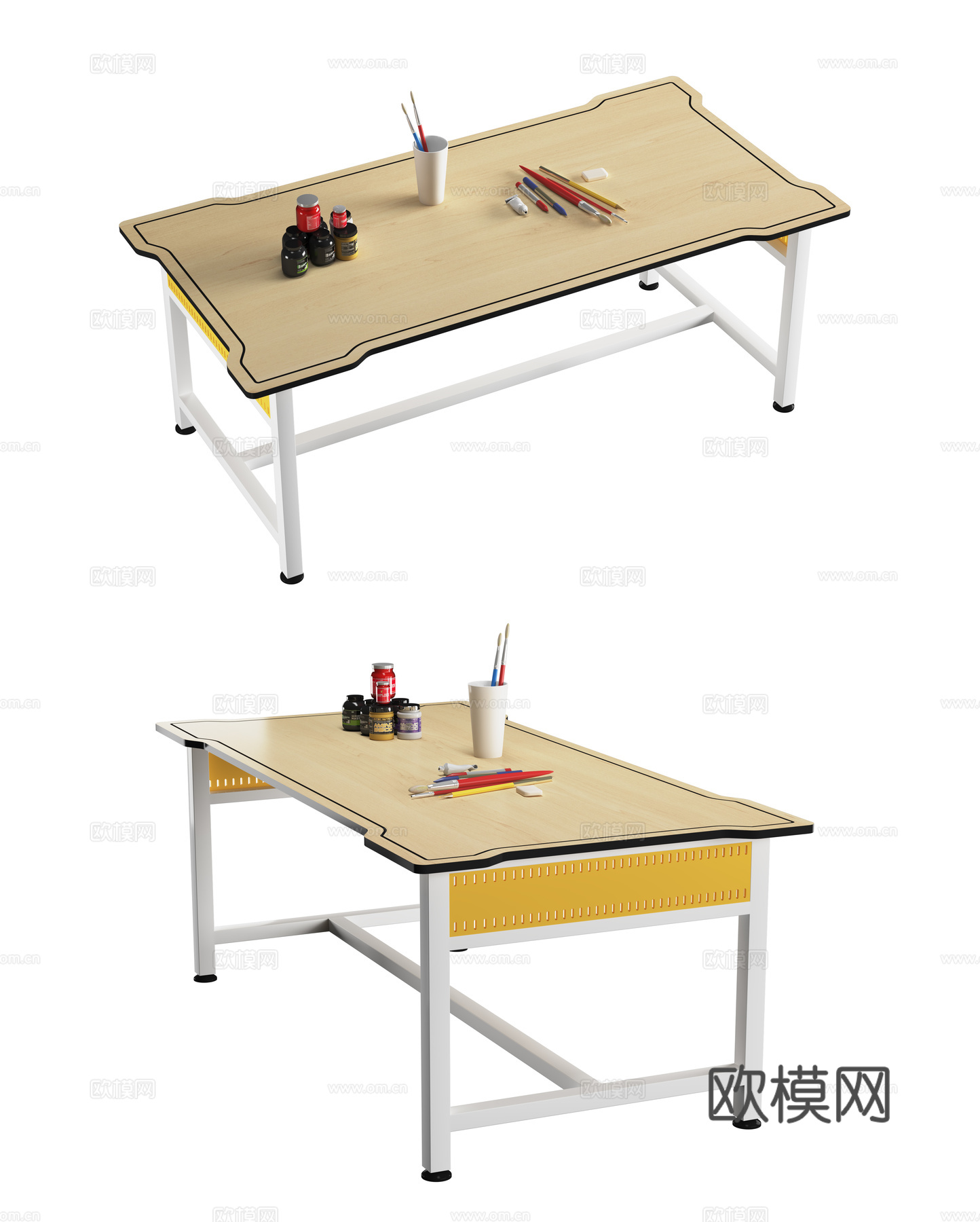 美术桌 学校美术室课桌 手工桌3d模型