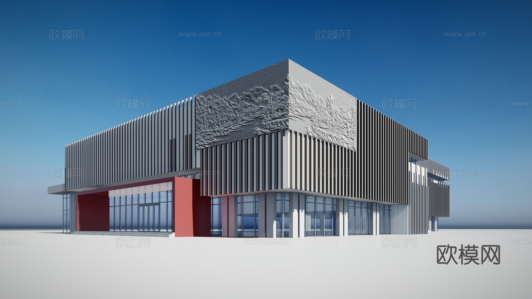 现代博物馆建筑外观su模型下载