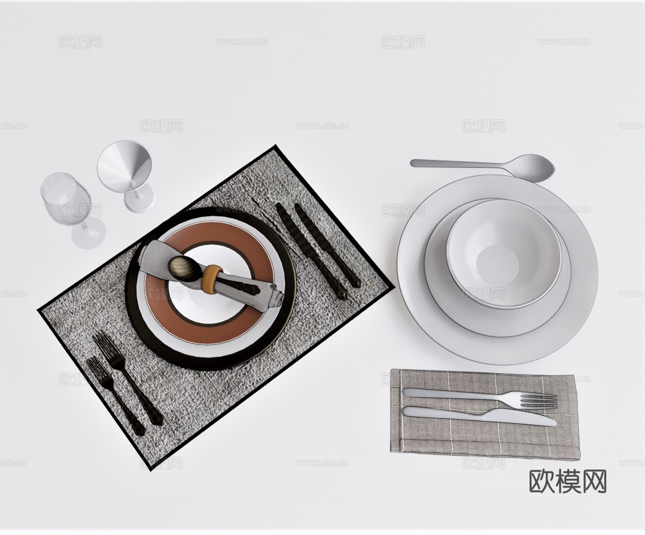 现代餐盘餐具su模型下载