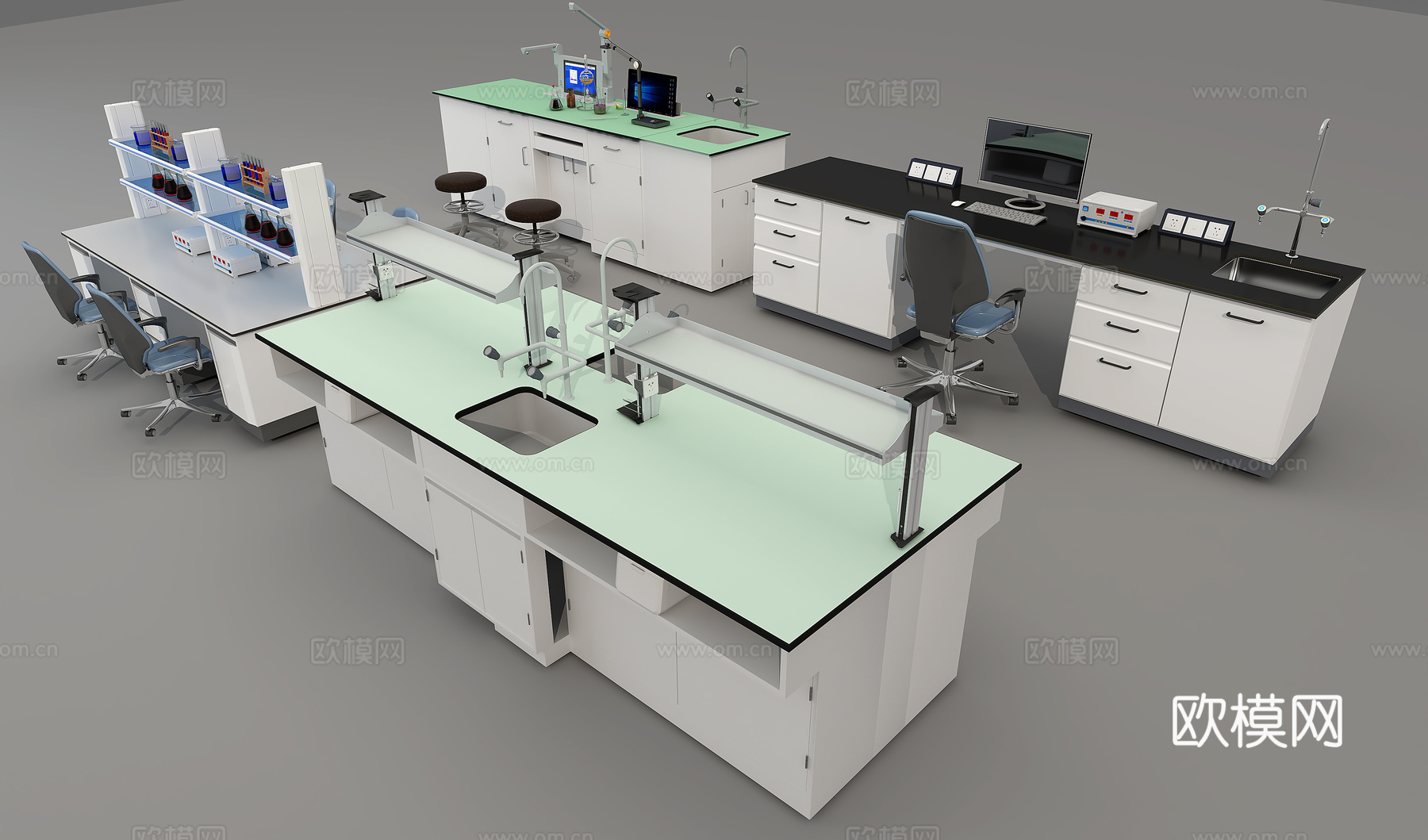 实验桌实验操作台实验室3d模型