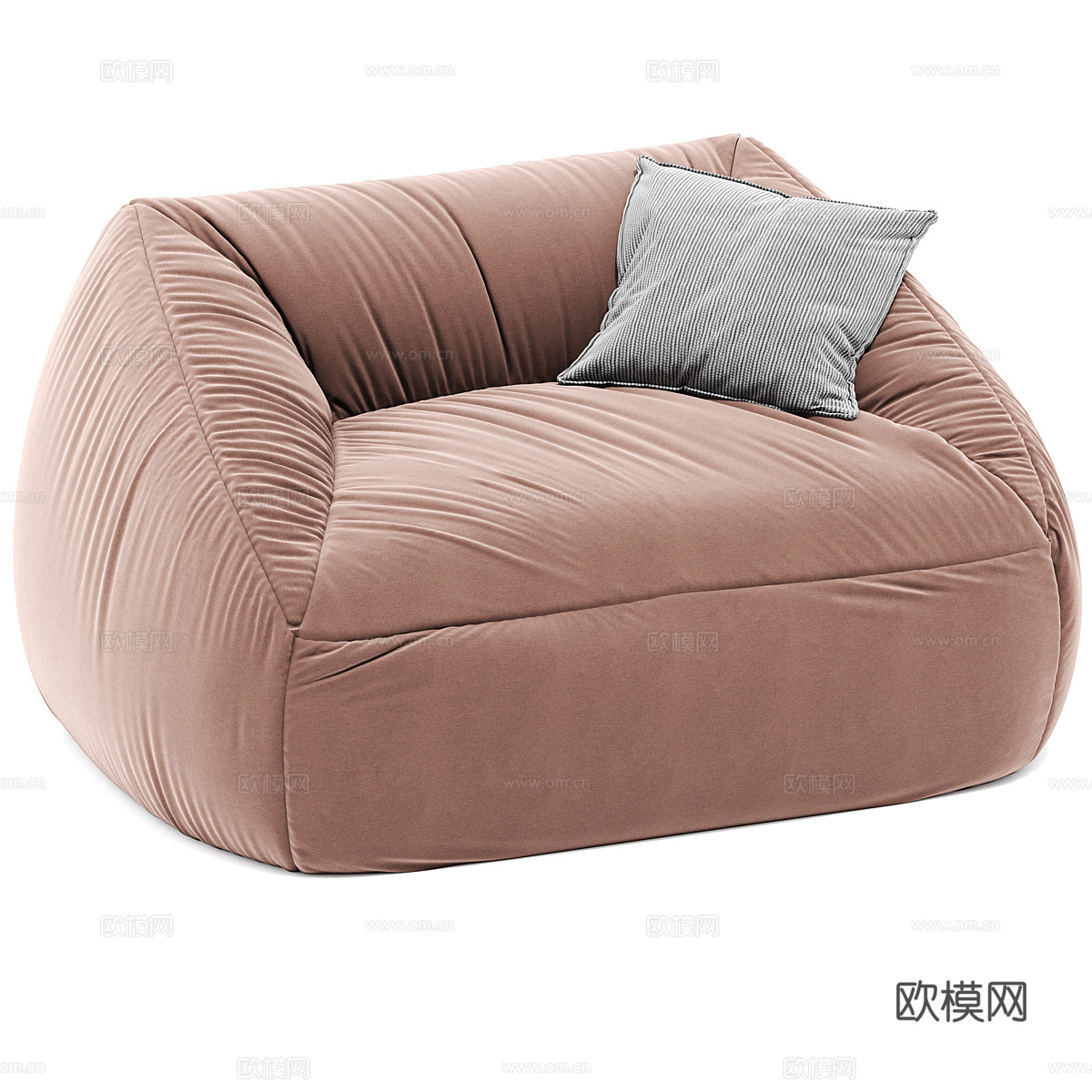 现代奶油风布艺休闲沙发3d模型