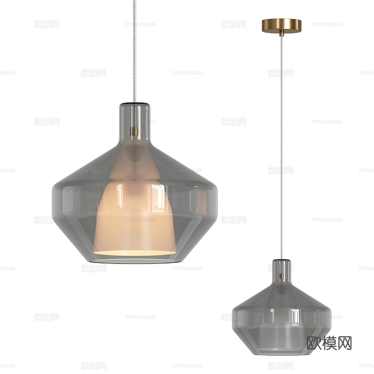 现代意式金属玻璃装饰吊灯3d模型