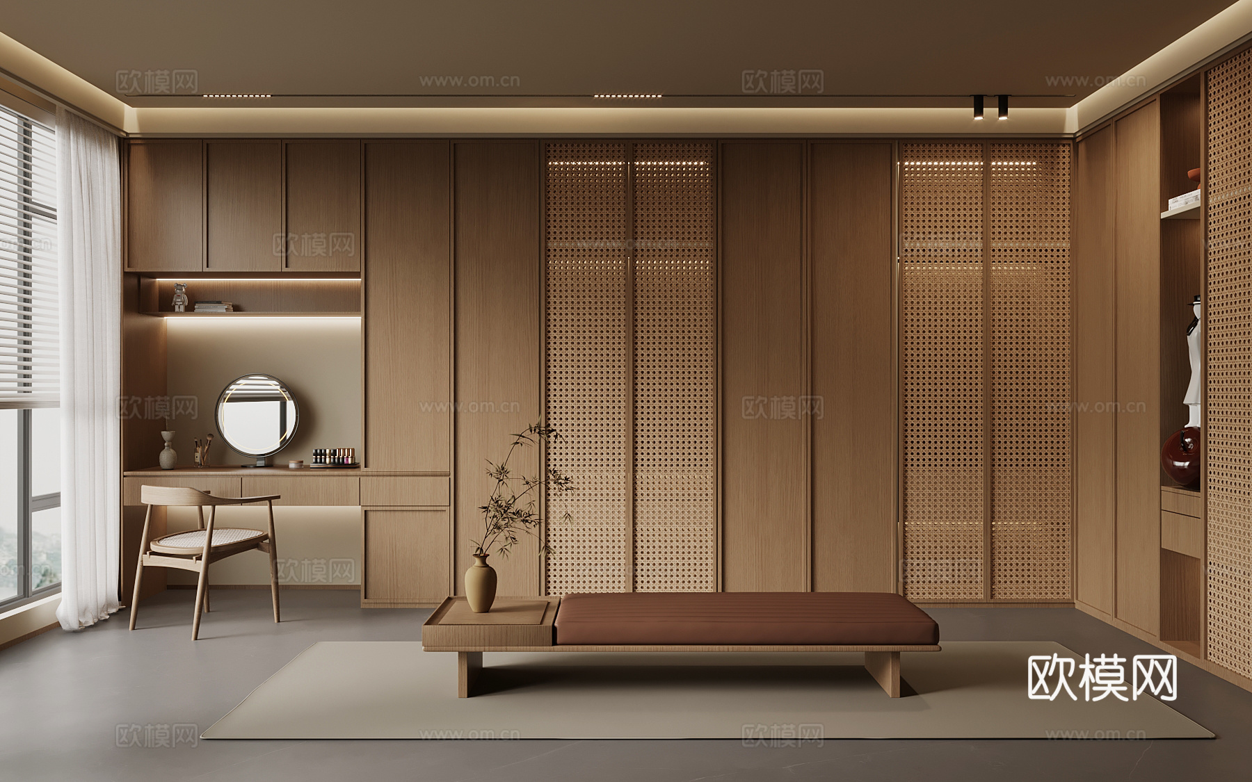 新中式衣帽间 衣柜 梳妆台3d模型
