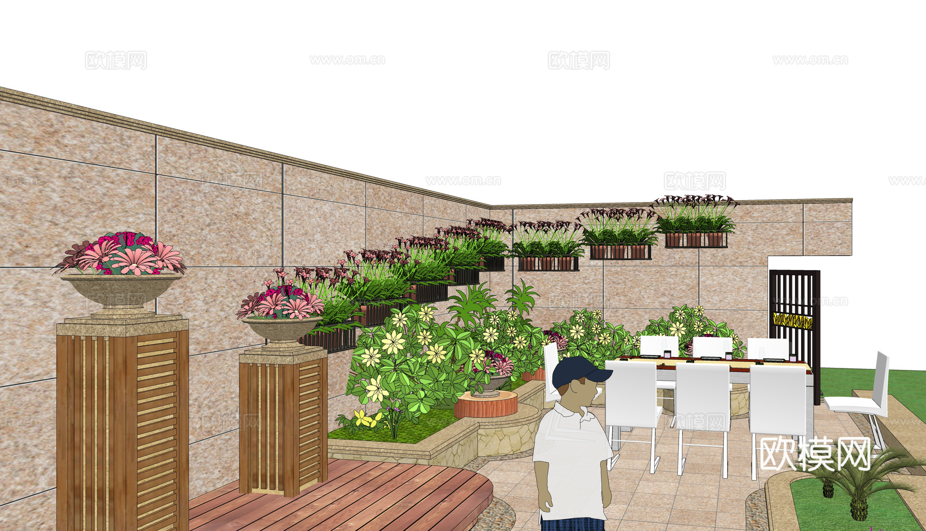 现代庭院花园su模型下载