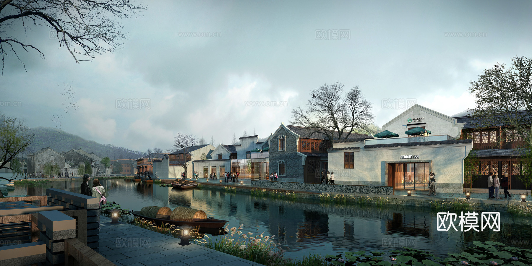 中式古村住宅su模型下载
