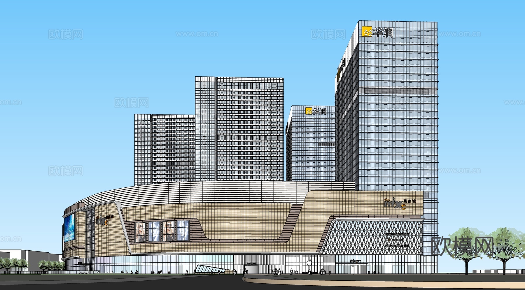 现代商场外观su模型下载
