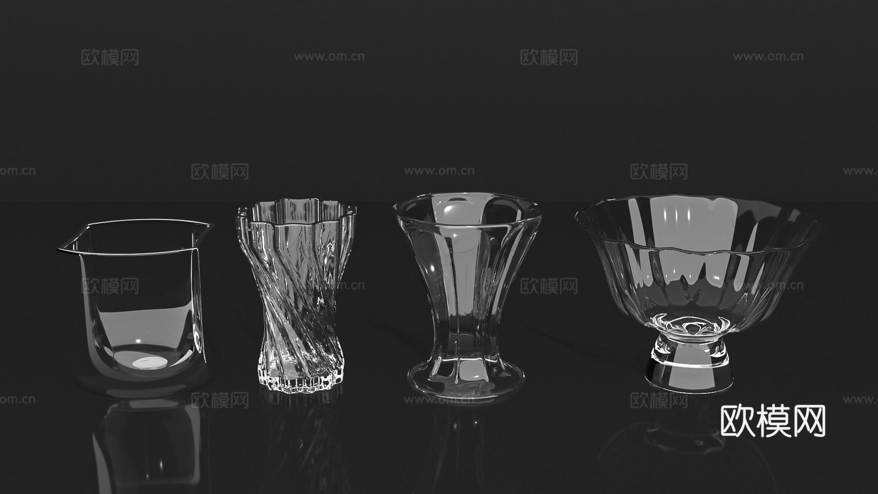 酒杯酒瓶玻璃杯玻璃瓶高脚杯水晶杯3d模型