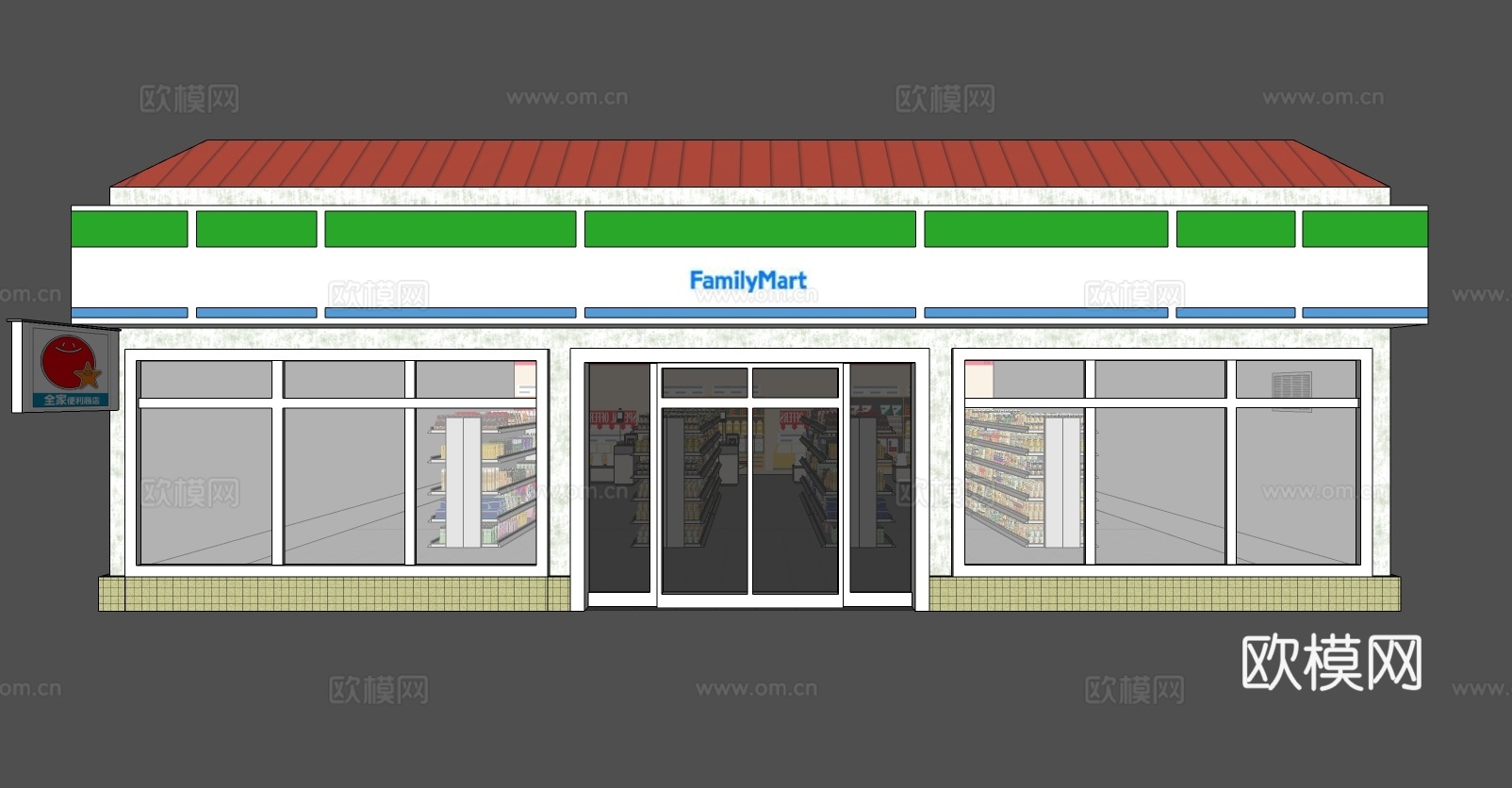 现代便利店超市su模型下载