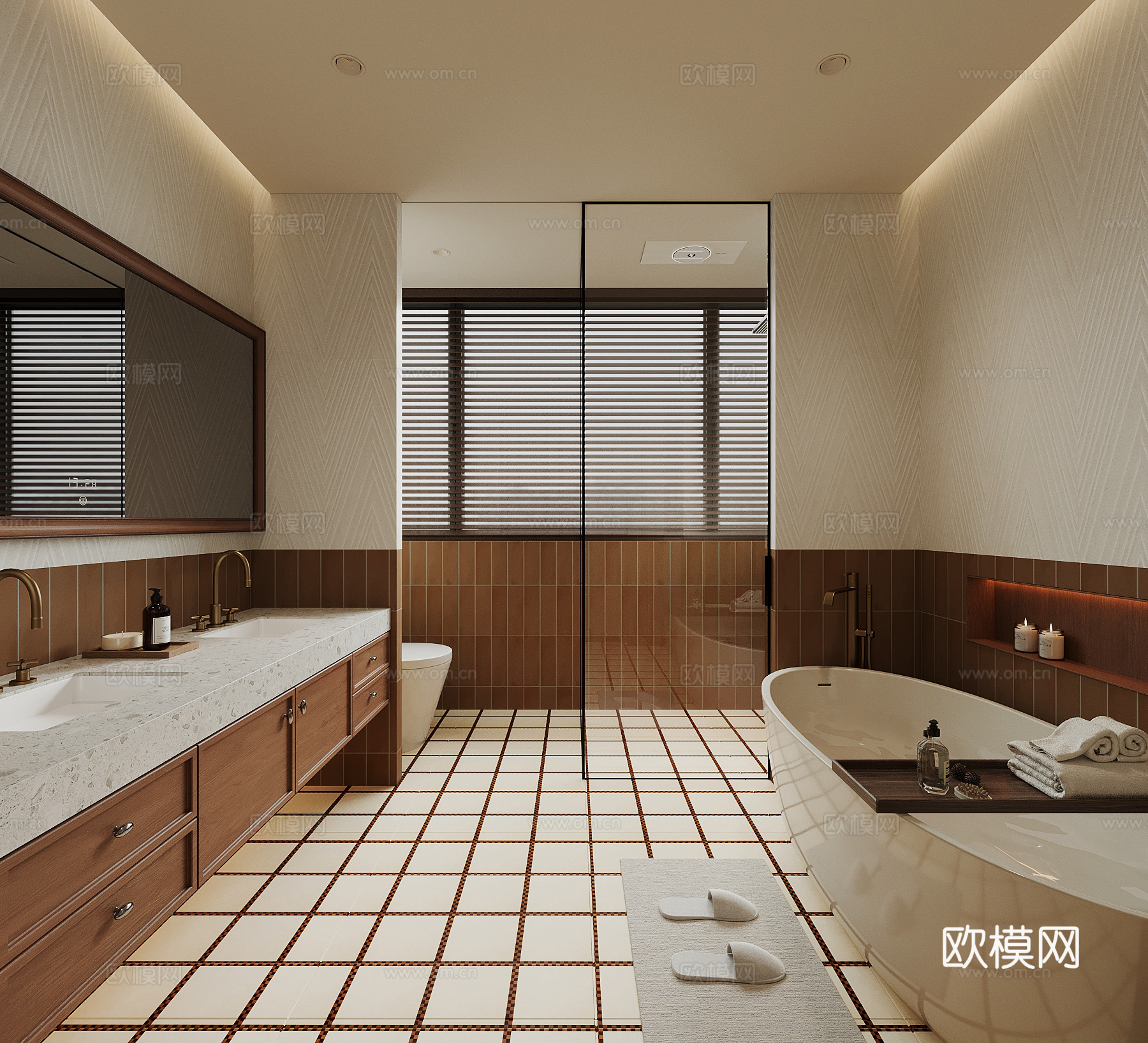 法式卫生间 中古风卫生间 浴室柜 马桶 浴缸3d模型