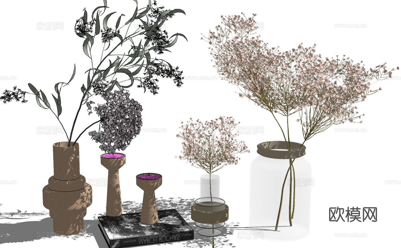 现代花瓶插花su模型下载