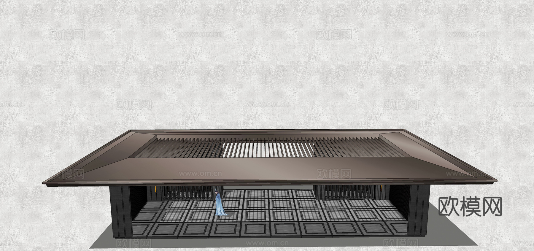 新中式廊架凉亭su模型下载