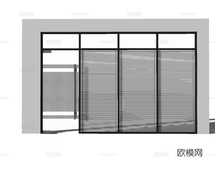 现代办公玻璃门su模型下载