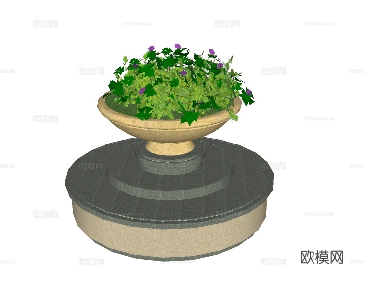 欧式花钵花盆su模型下载