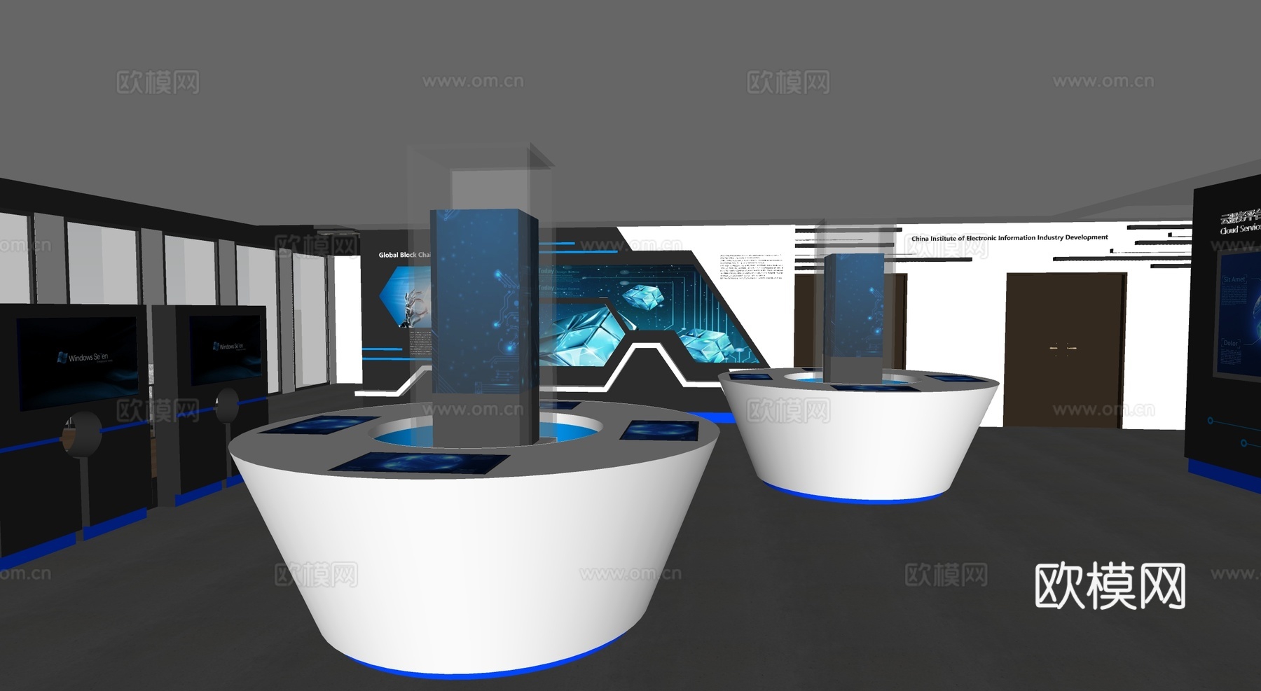 现代科技馆展览馆su模型下载