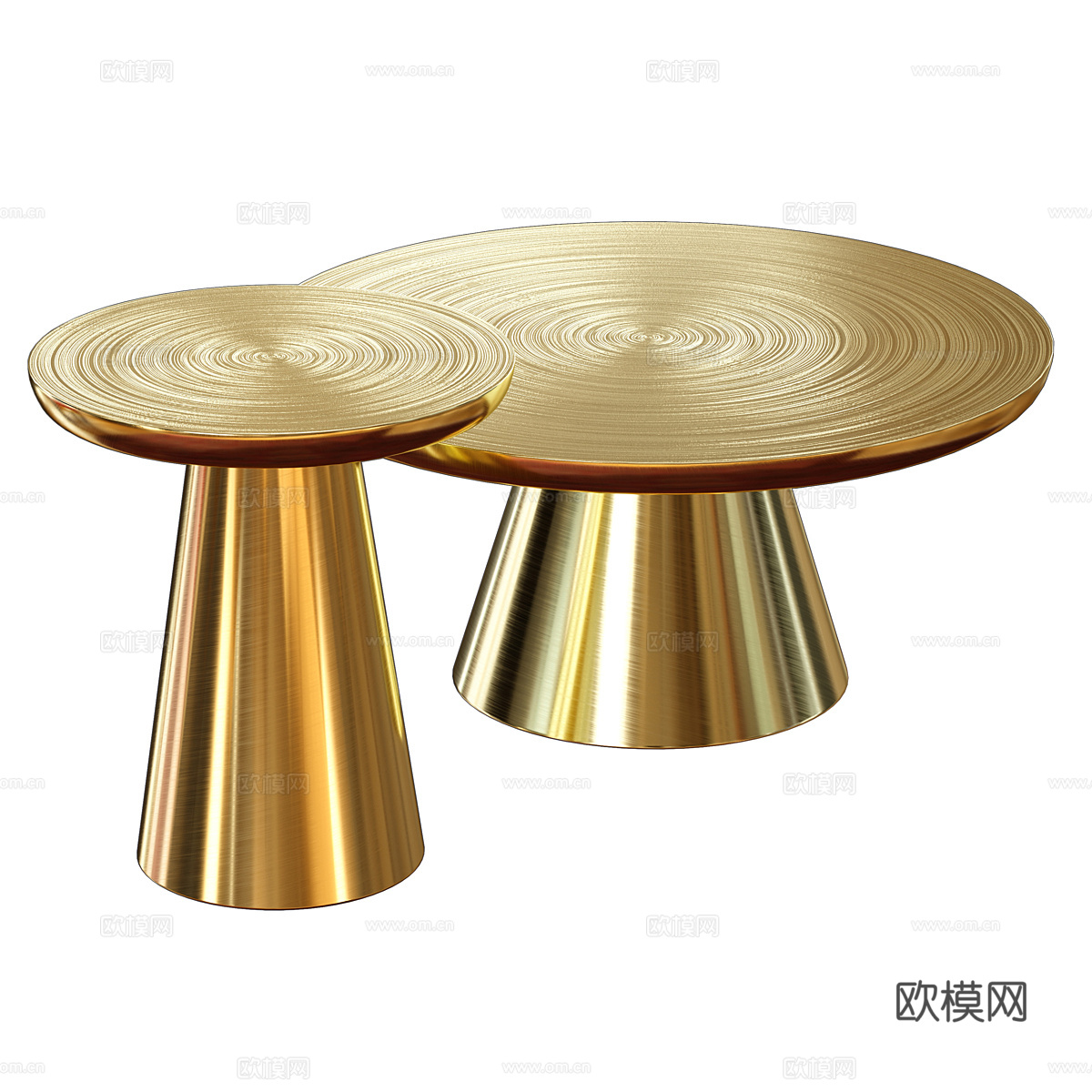 现代轻奢金属圆茶几组合3d模型