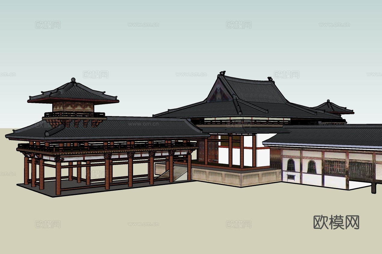 中式古建宫殿su模型下载