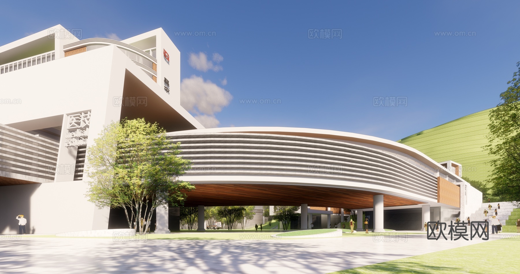 现代医院建筑外观su模型下载