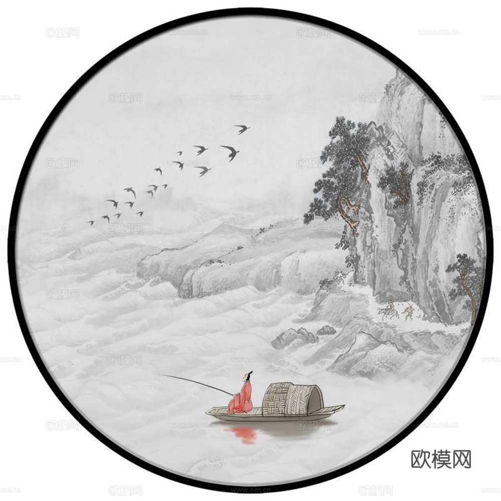新中式圆形装饰画