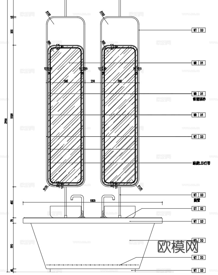 独立洗手台cad施工图