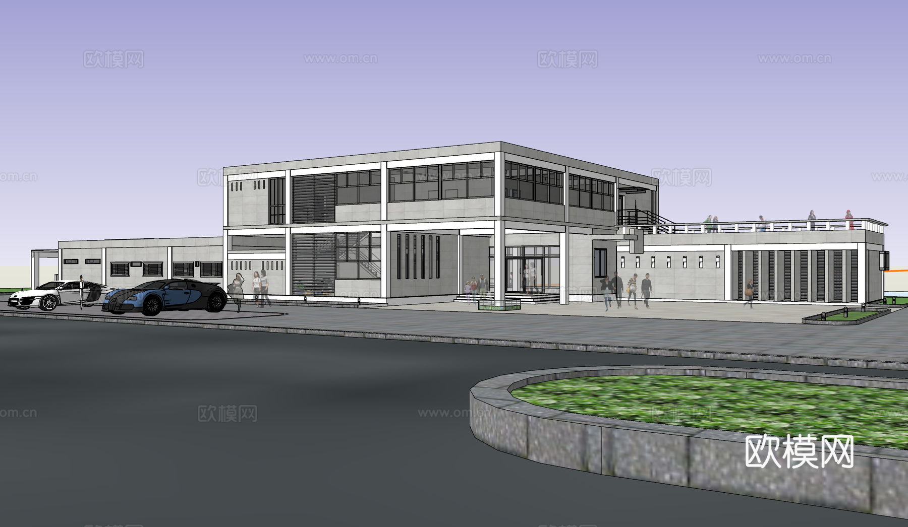 现代商业酒店建筑外观su模型下载