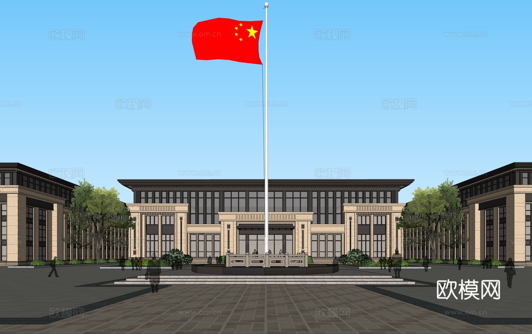 新古典售楼处外观su模型下载