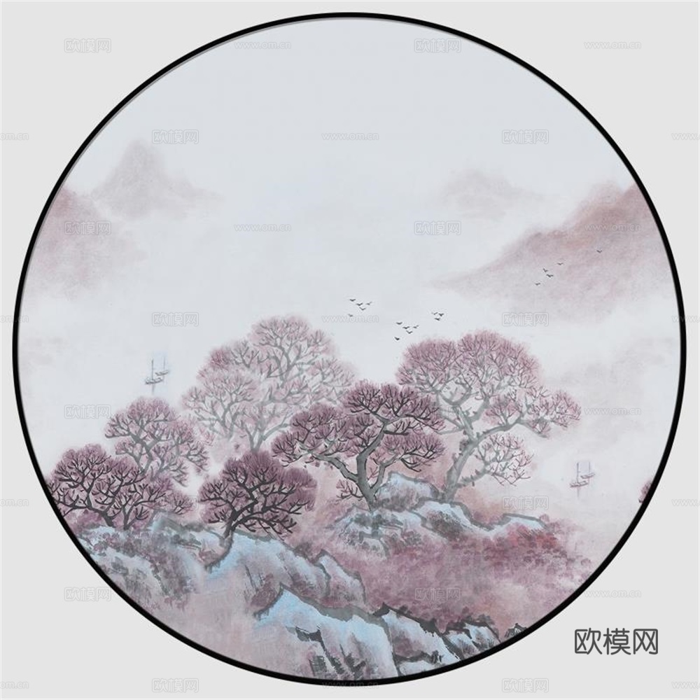 新中式圆形装饰画