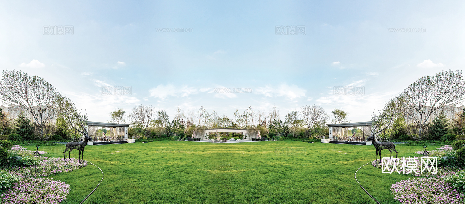 公园外景 环境外景 树木草地外景 外景贴图
