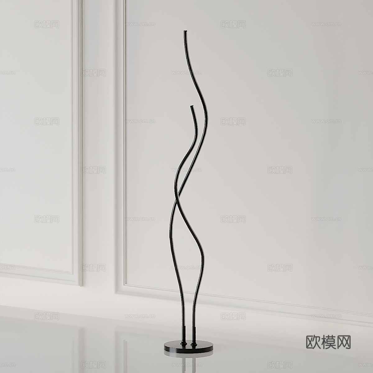 现代轻奢极简金属线条落地灯3d模型