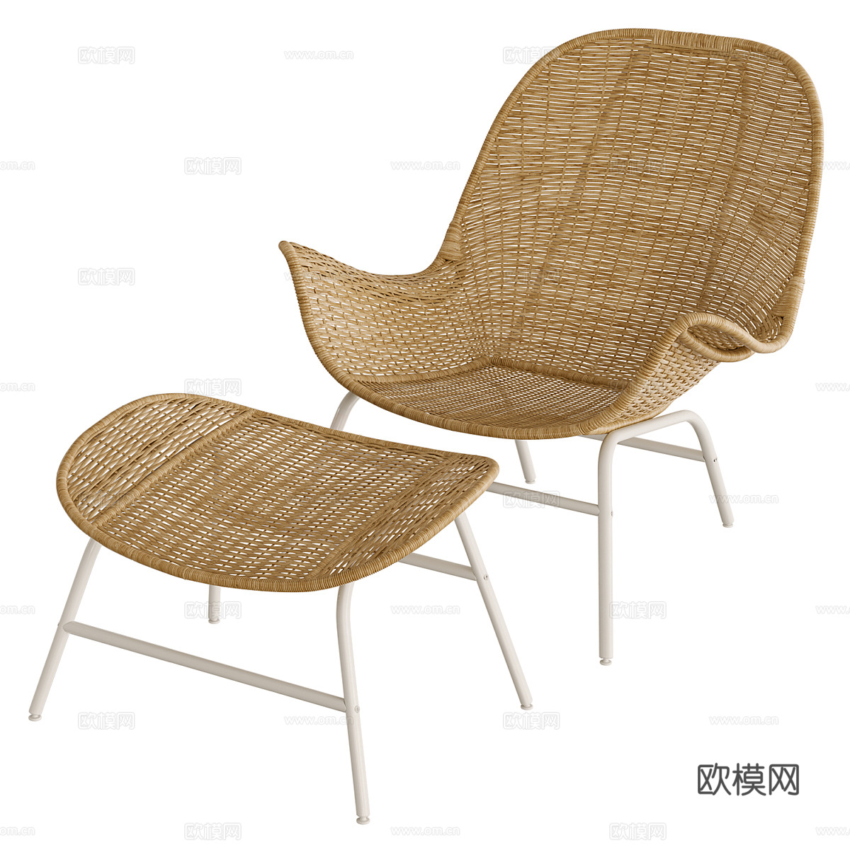 现代意式藤编休闲椅3d模型