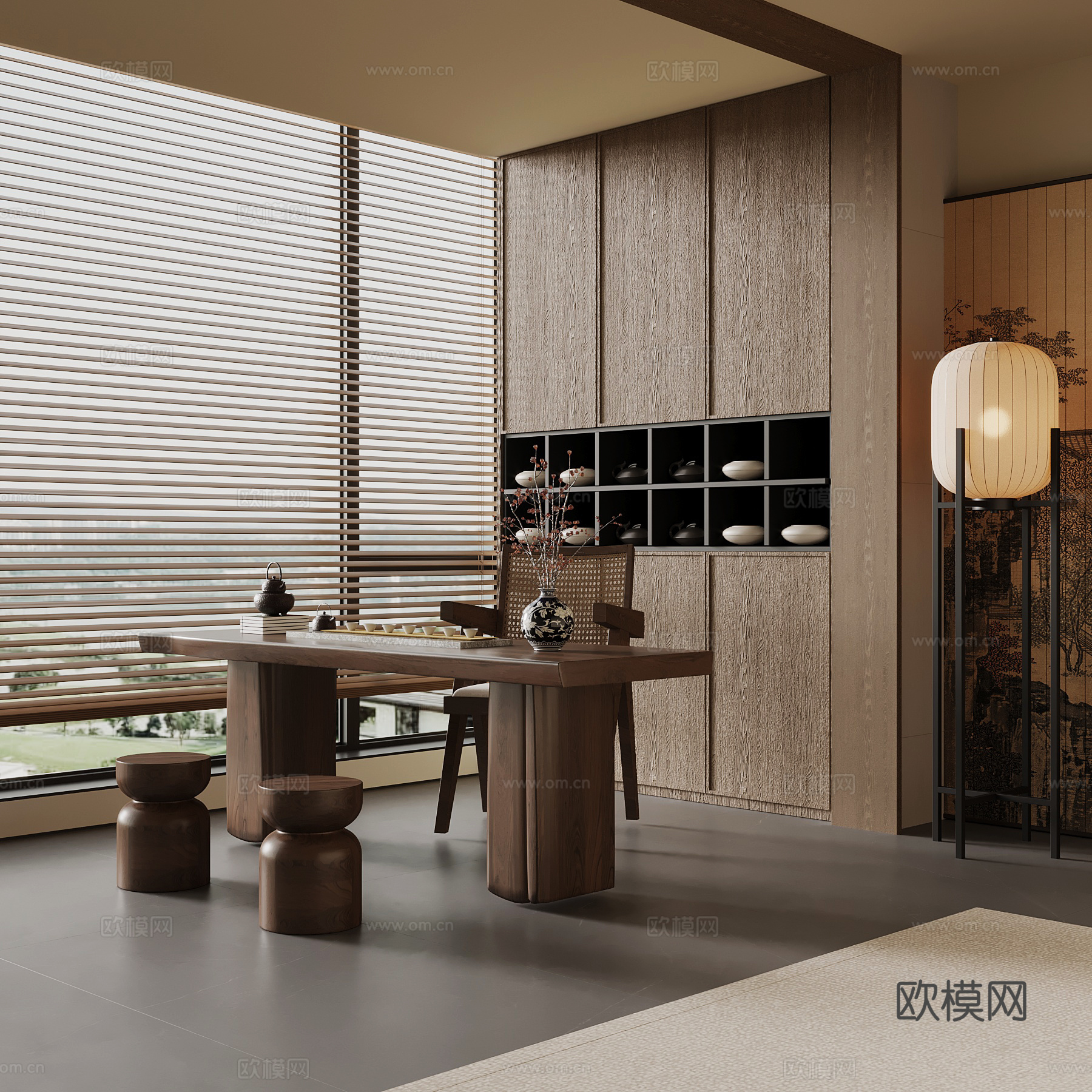 中古风茶桌椅 茶台 茶叶柜3d模型