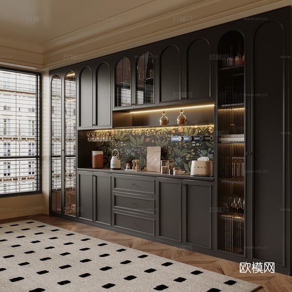 法式酒柜 餐邊柜3d模型下載