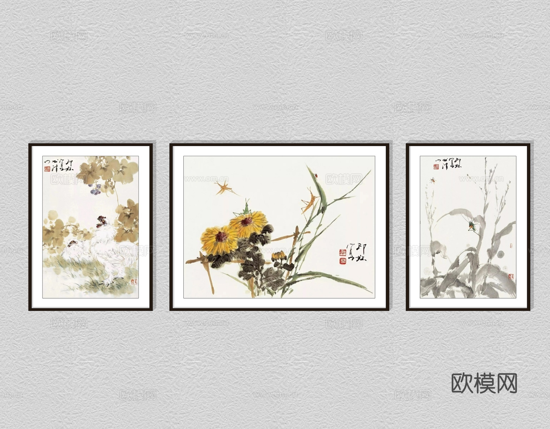 现代油画装饰画su模型下载