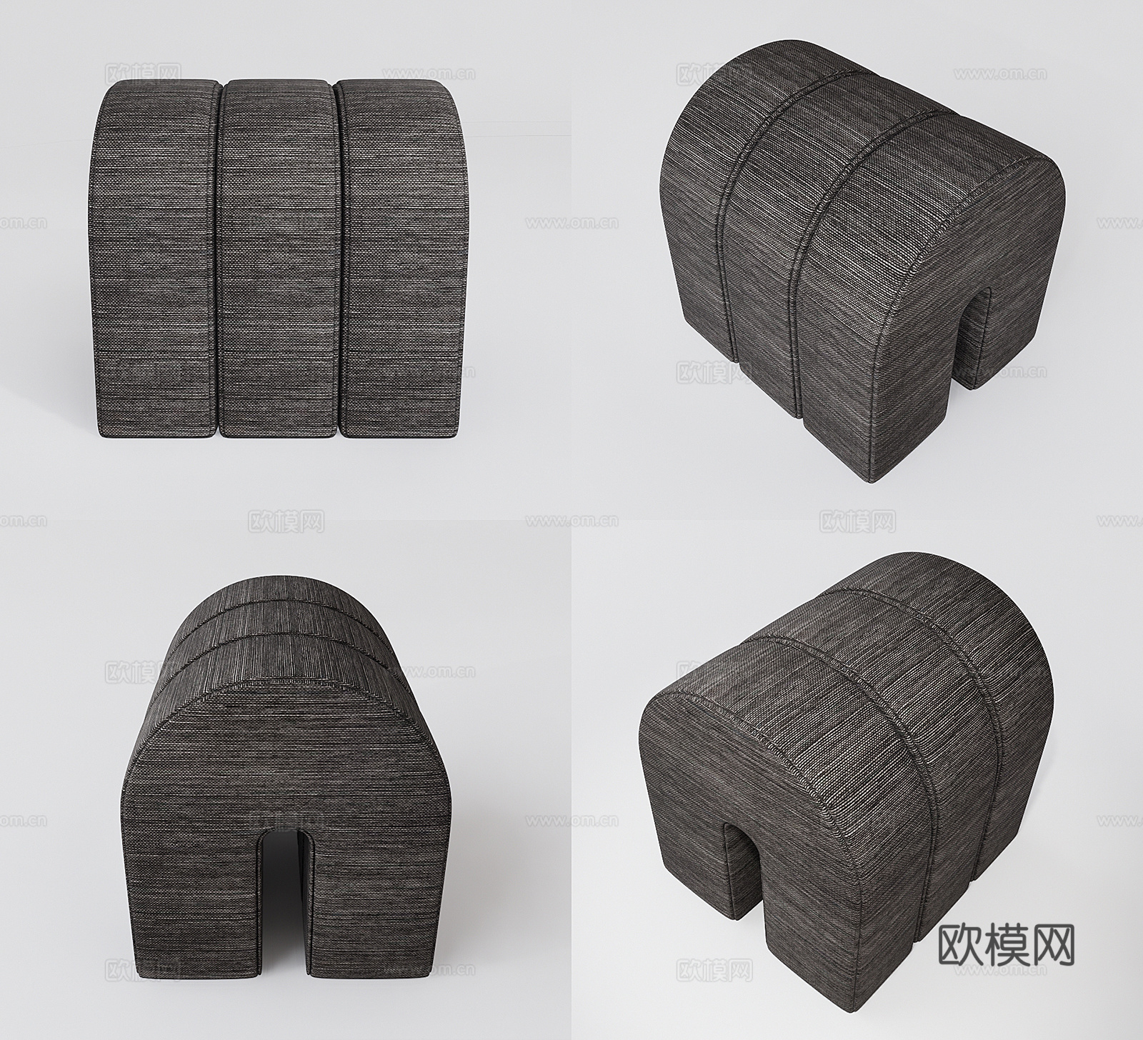 现代布艺沙发凳su模型下载
