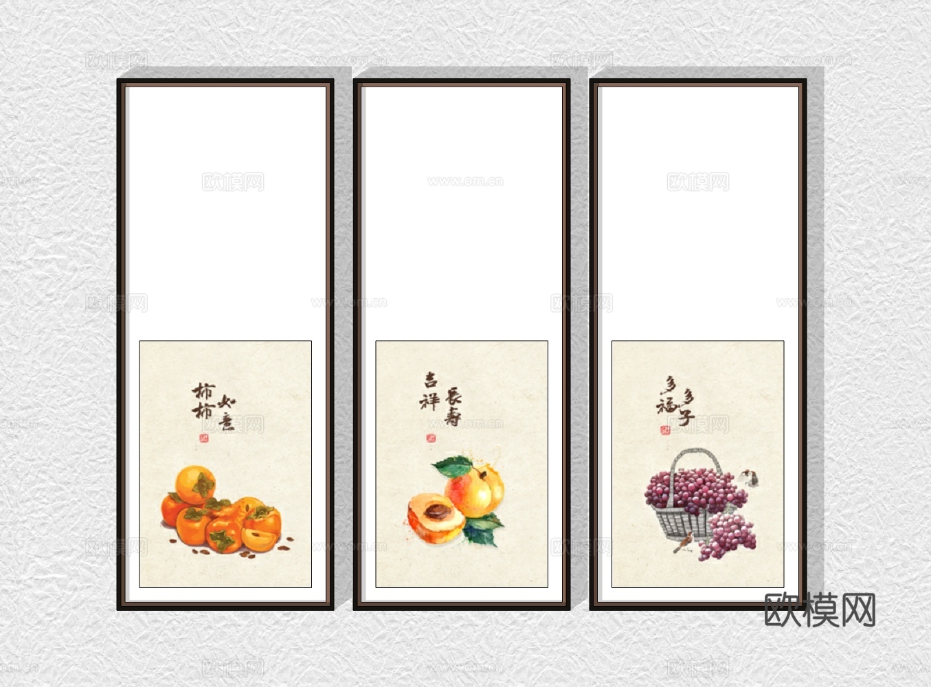 新中式装饰挂画su模型下载