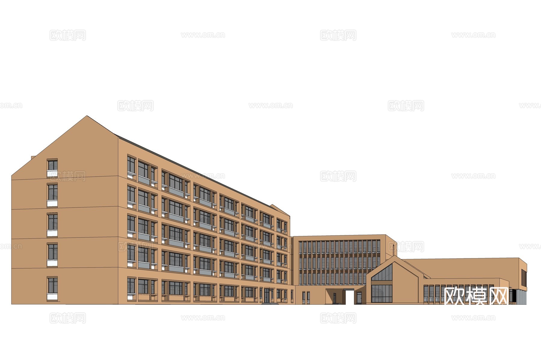 现代教学楼建筑外观su模型下载
