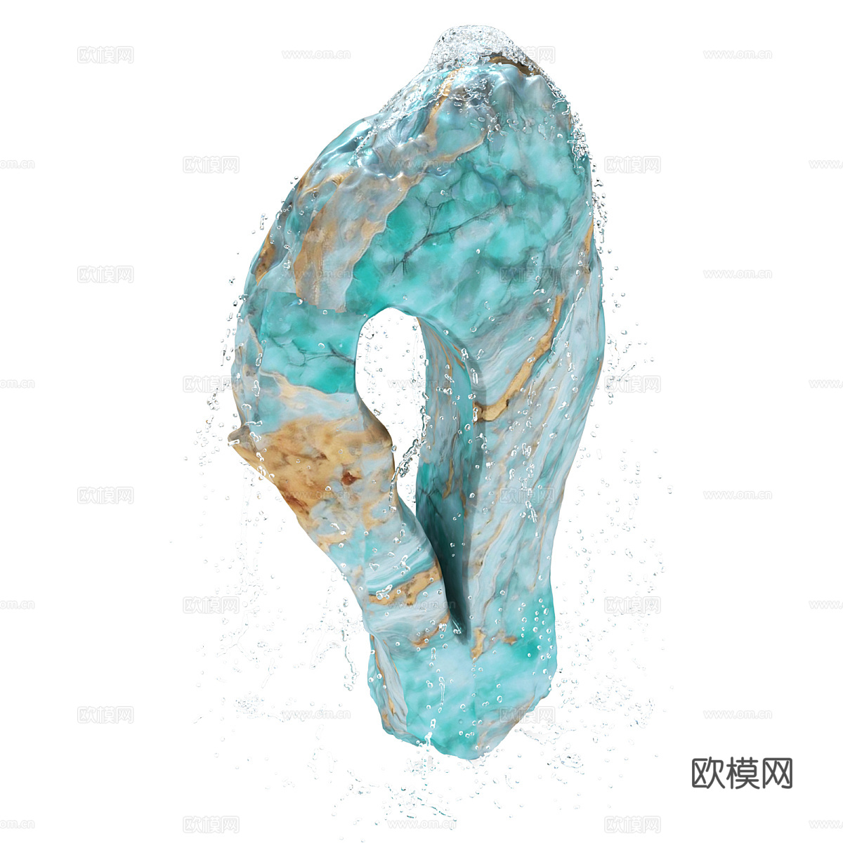 现代意式蓝宝石玛瑙石喷泉雕塑3d模型