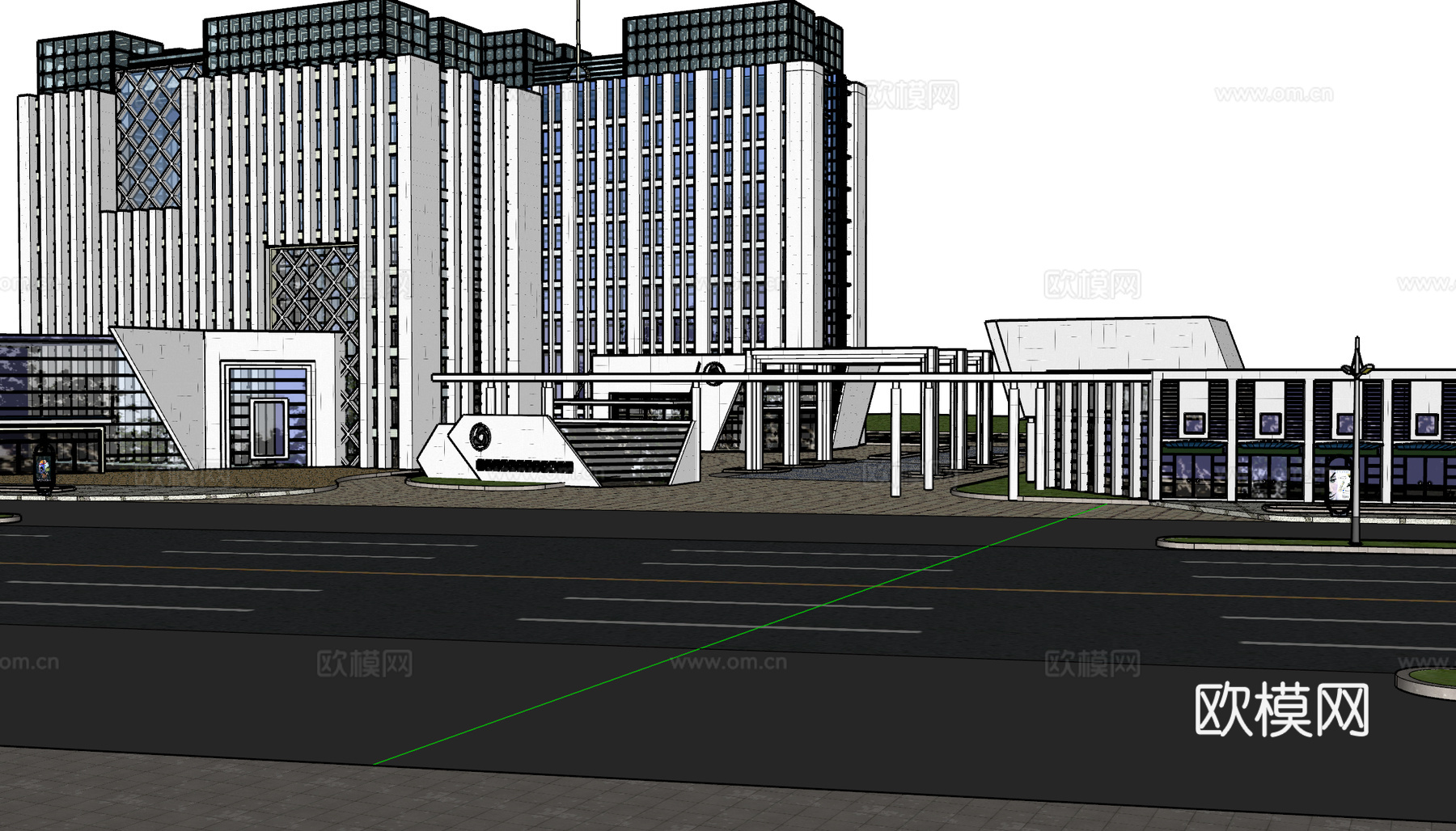 现代办公楼建筑外观su模型下载
