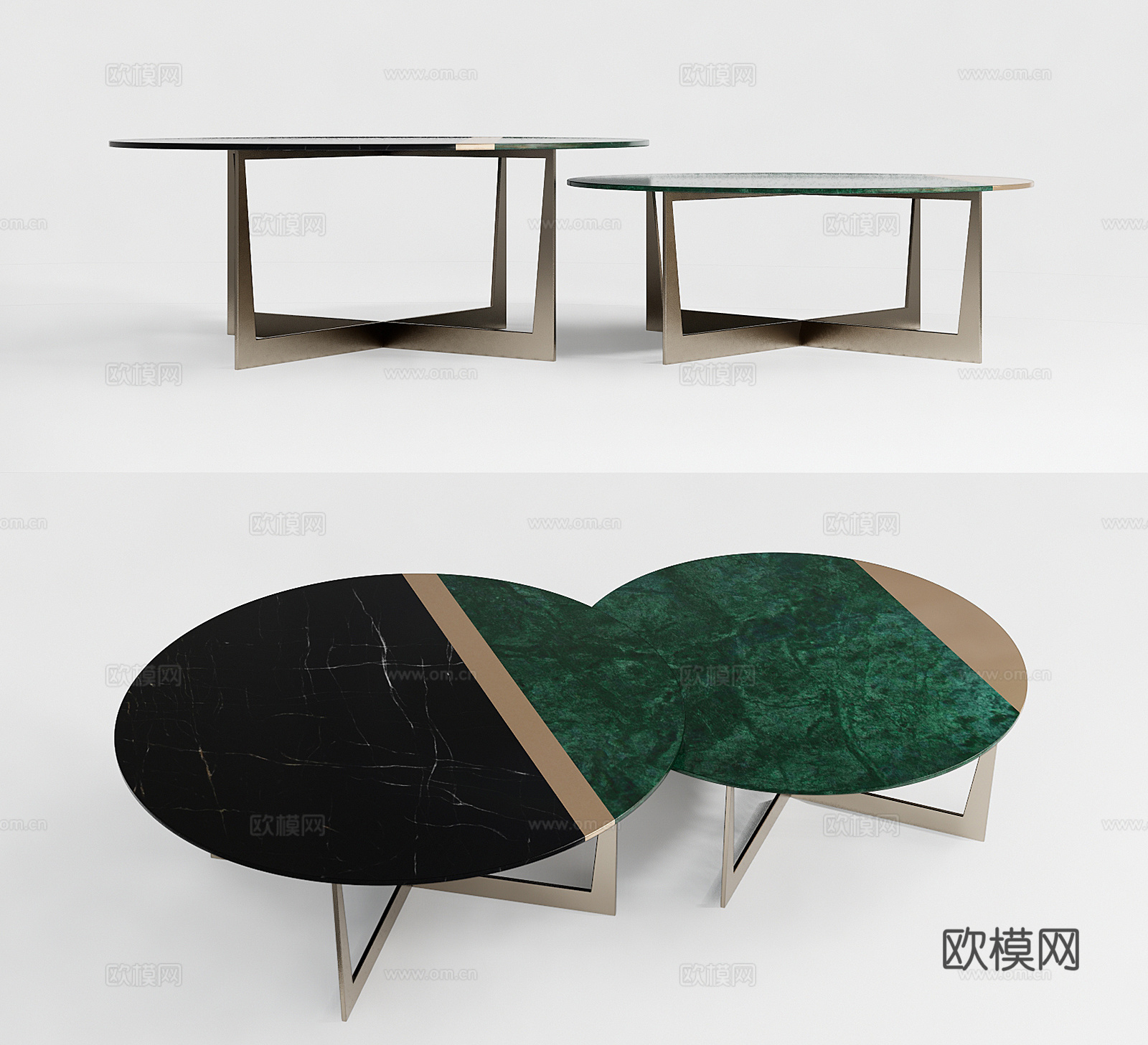 现代大理石茶几su模型下载