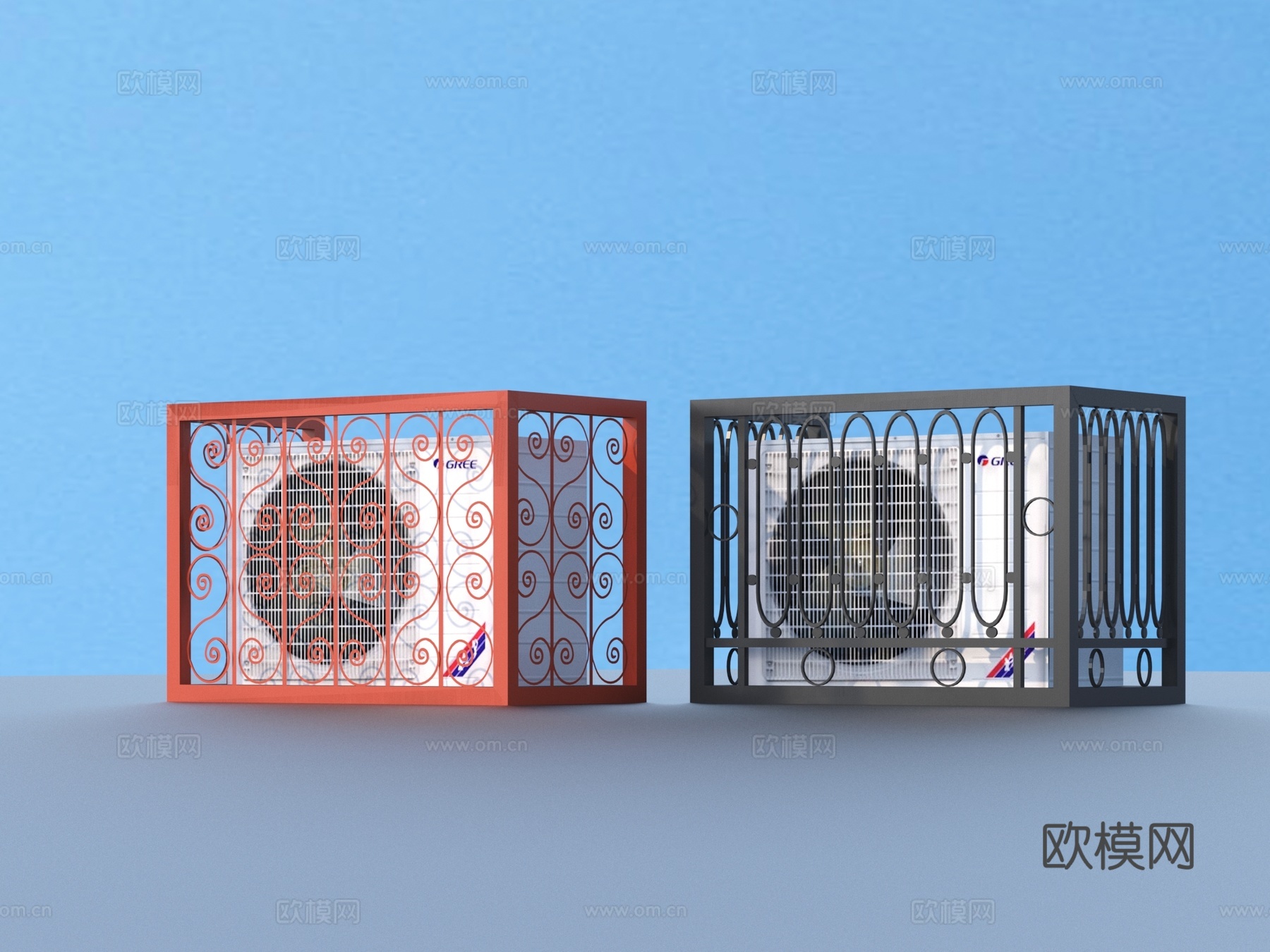 空调架 空调外机 格栅装饰su模型