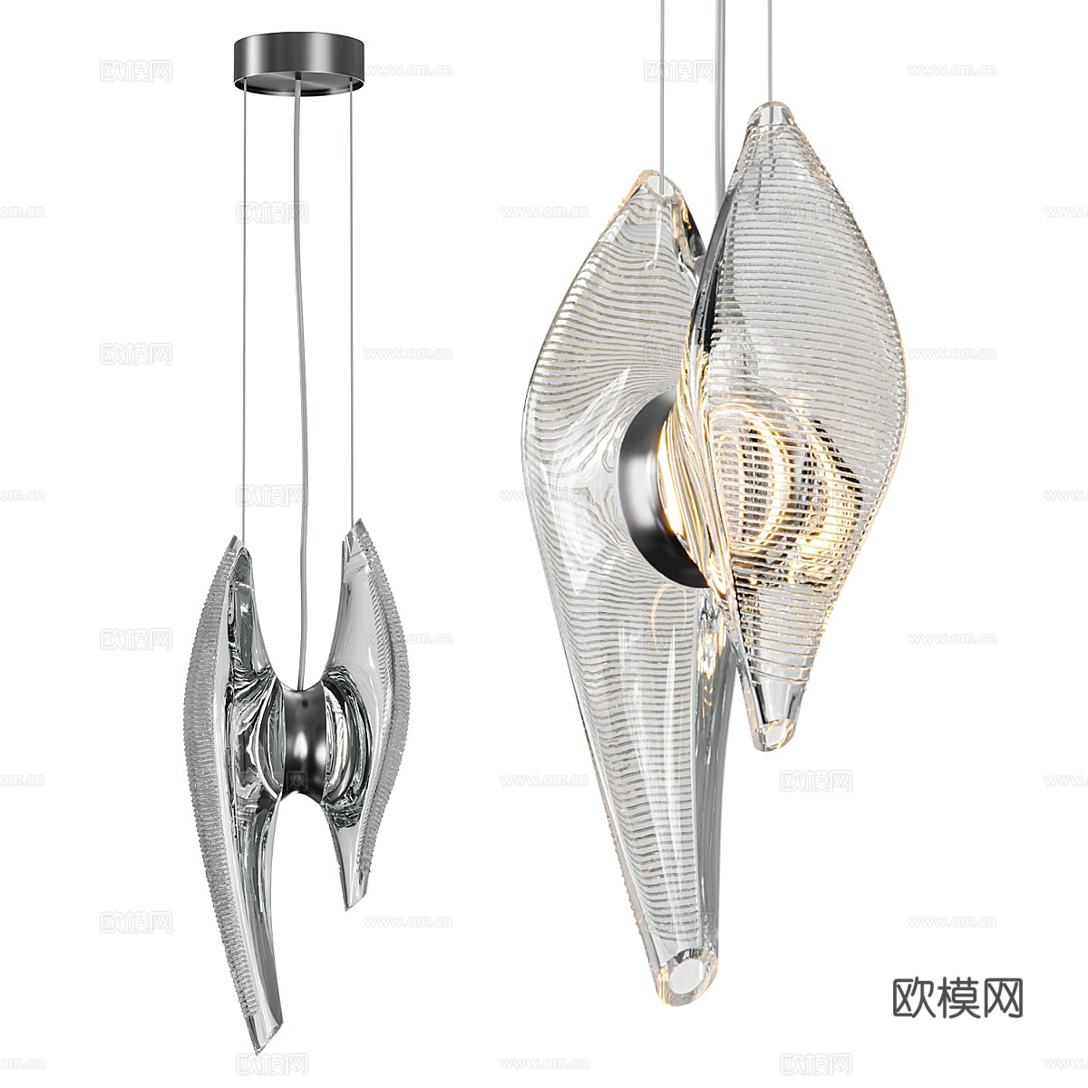 现代轻奢金属玻璃装饰吊线灯3d模型