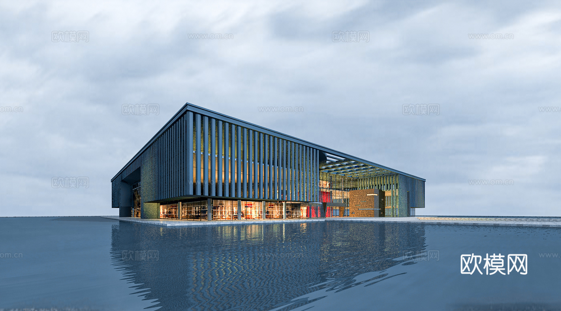 现代写字楼建筑外观su模型下载