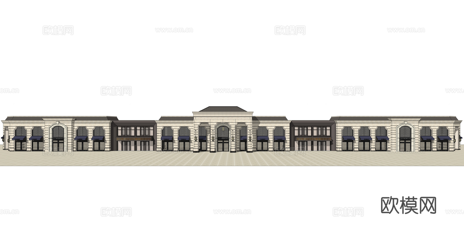 欧式商铺建筑外观su模型下载